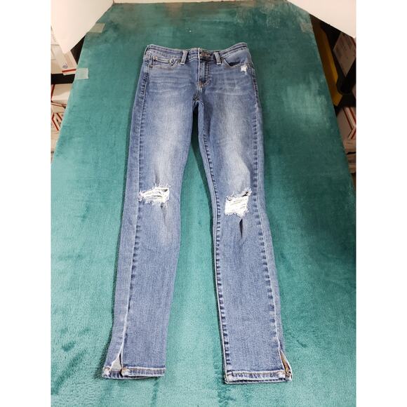 Lucky Brand Jeans Size 0 Womens Blue Stretch Pants Medium Mid Rise Ava Skinny - Picture 1 of 14